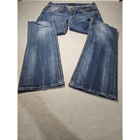 ReRock Express Jeans Womens 8 Boot Cut Flare Stretch Zipper 5 Pocket Y2K 32x32 - Picture 2 of 12
